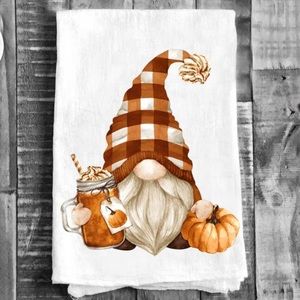 Fall Gnome Dish Towel Pumpkin Autumn Kitchen Decor